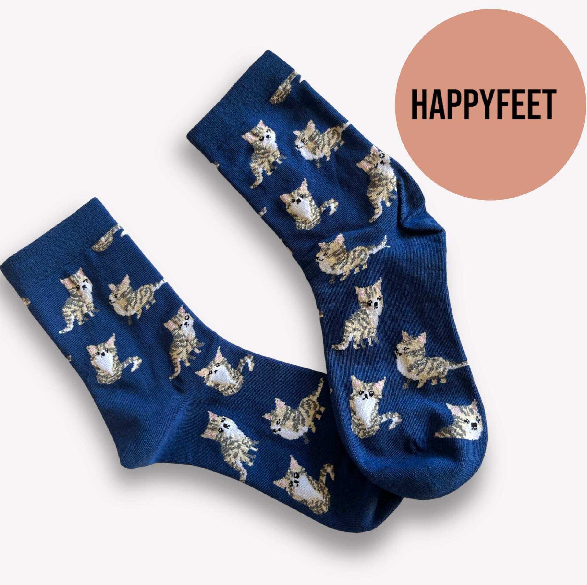 Blå sokker med katte
