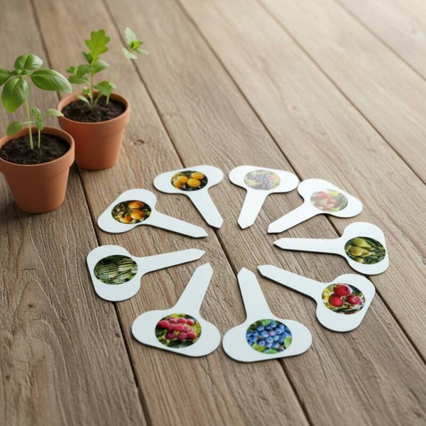 9 stk plantetags med frugt