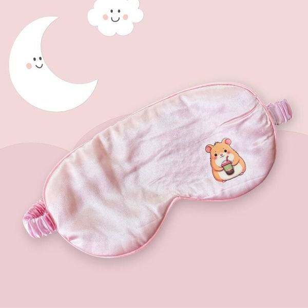 Sovemaske lyserød med hamster