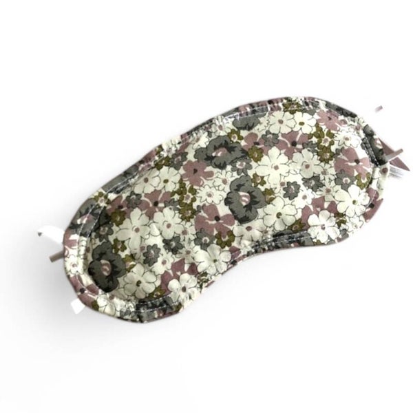 Upcyclet Håndsyet Sovemaske – Brune Blomster i Bomuld