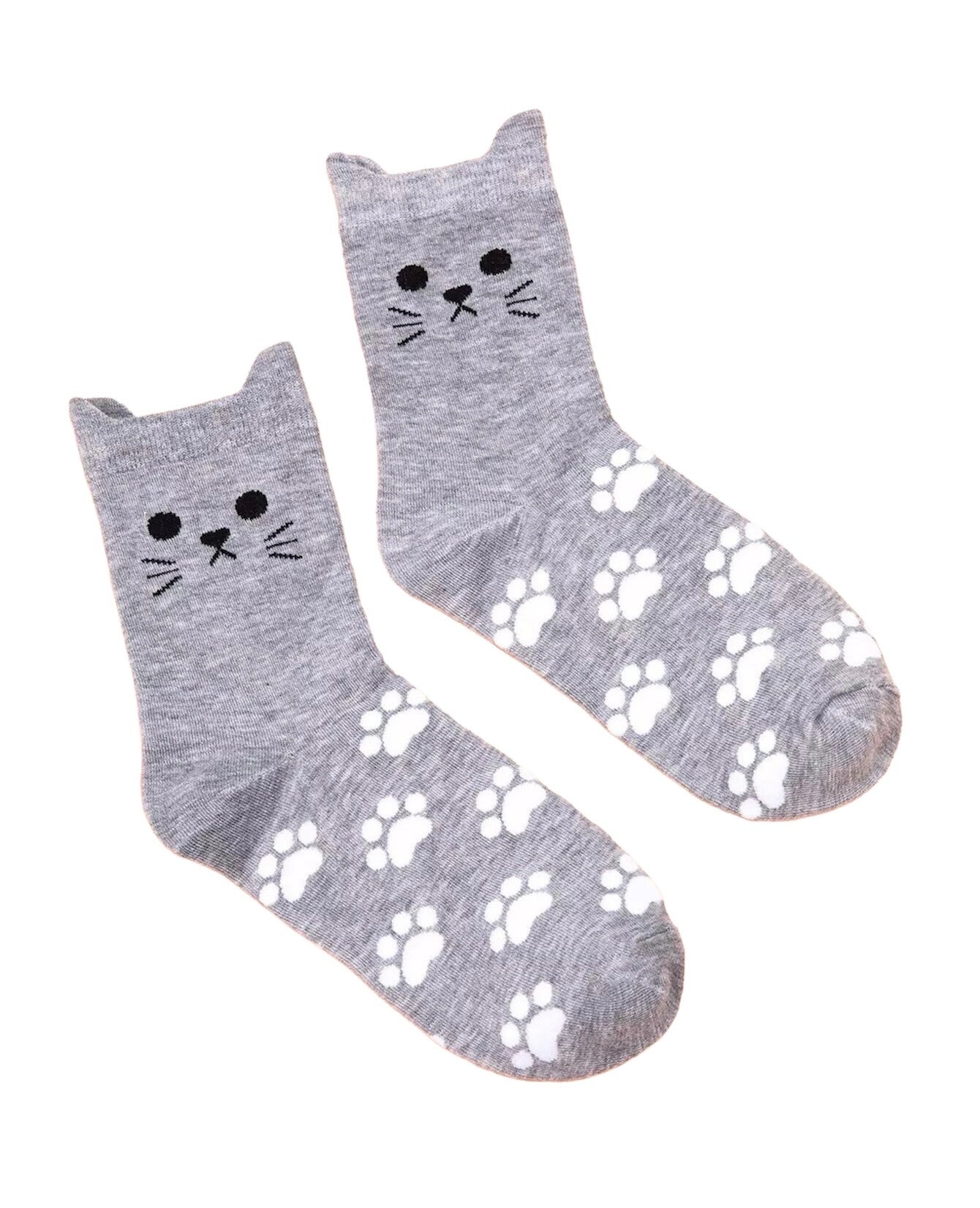 Grå sokker med kattemotiv