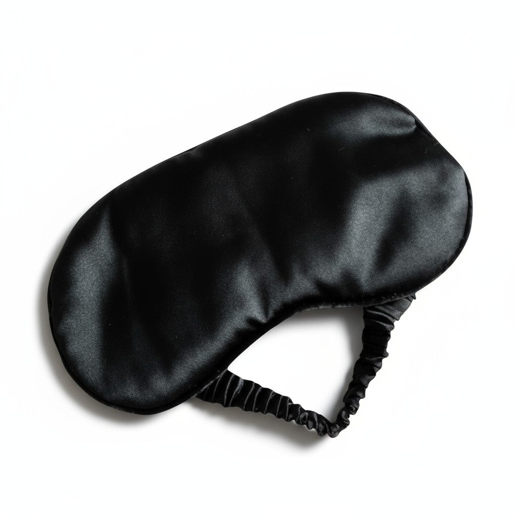 Sort silke sovemaske