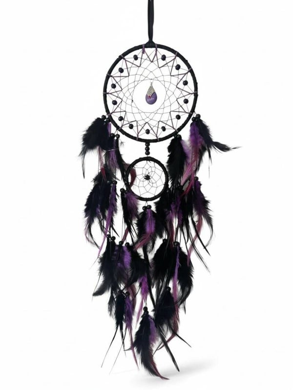 Lilla & sort drømmefanger med vedhæng
