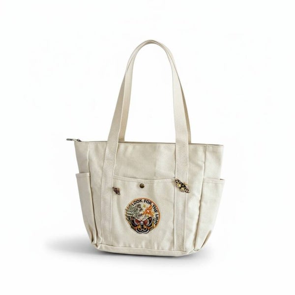 Råhvid kanvas taske - Look for the light