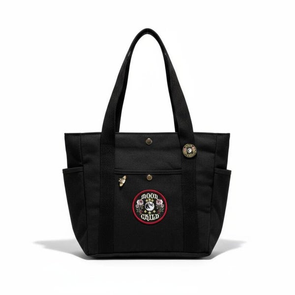 Sort kanvas taske - moon child