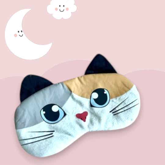 Sovemaske med trefarvet kat