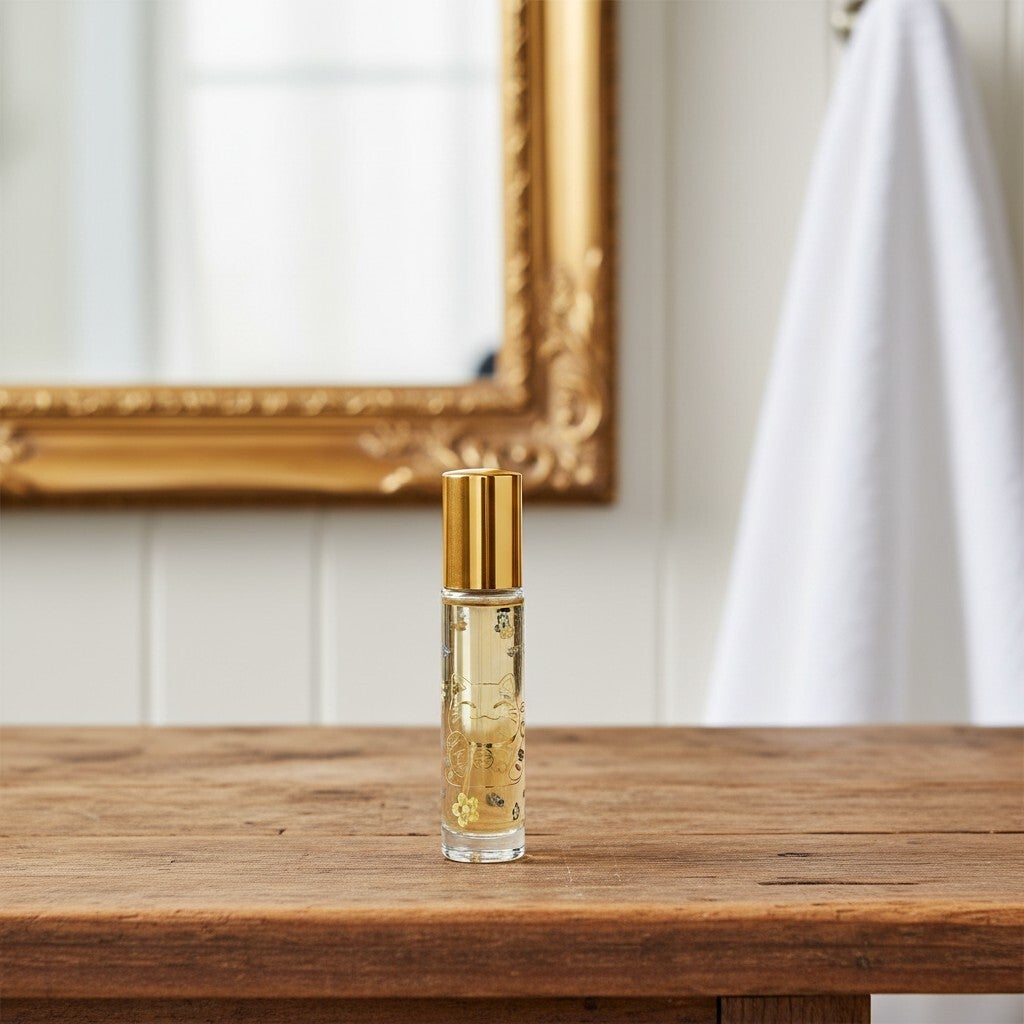 Lille glasbeholder med kattemotiv