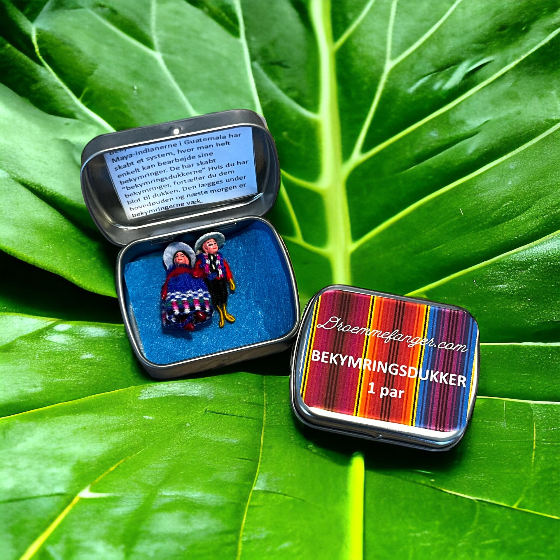 Bekymringsdukke par i metal æske