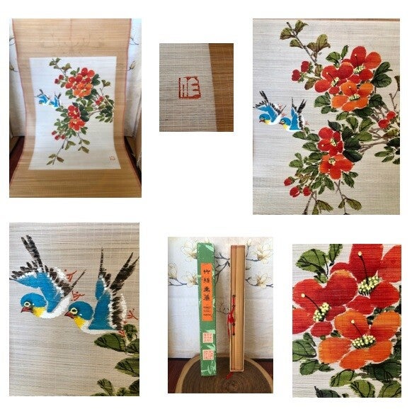 Kinesisk håndmalet scroll på bambus