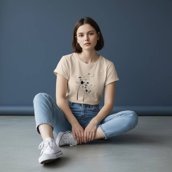 Råhvid t-shirt med print