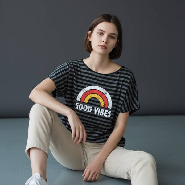 Stribet yoga T-shirt