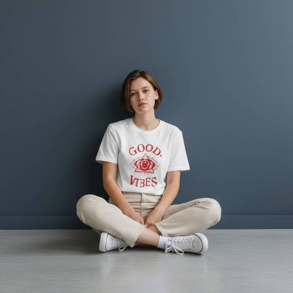 Good vibes hvid T-shirt