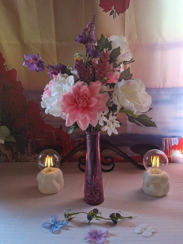 #38 White Roses and Pink Dahlia's