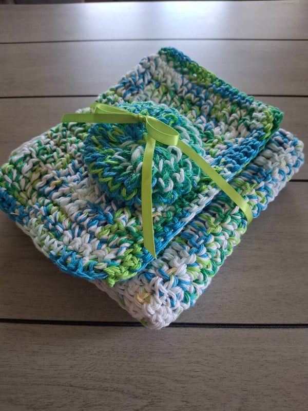 Three Piece Hand crocheted Kitchen set