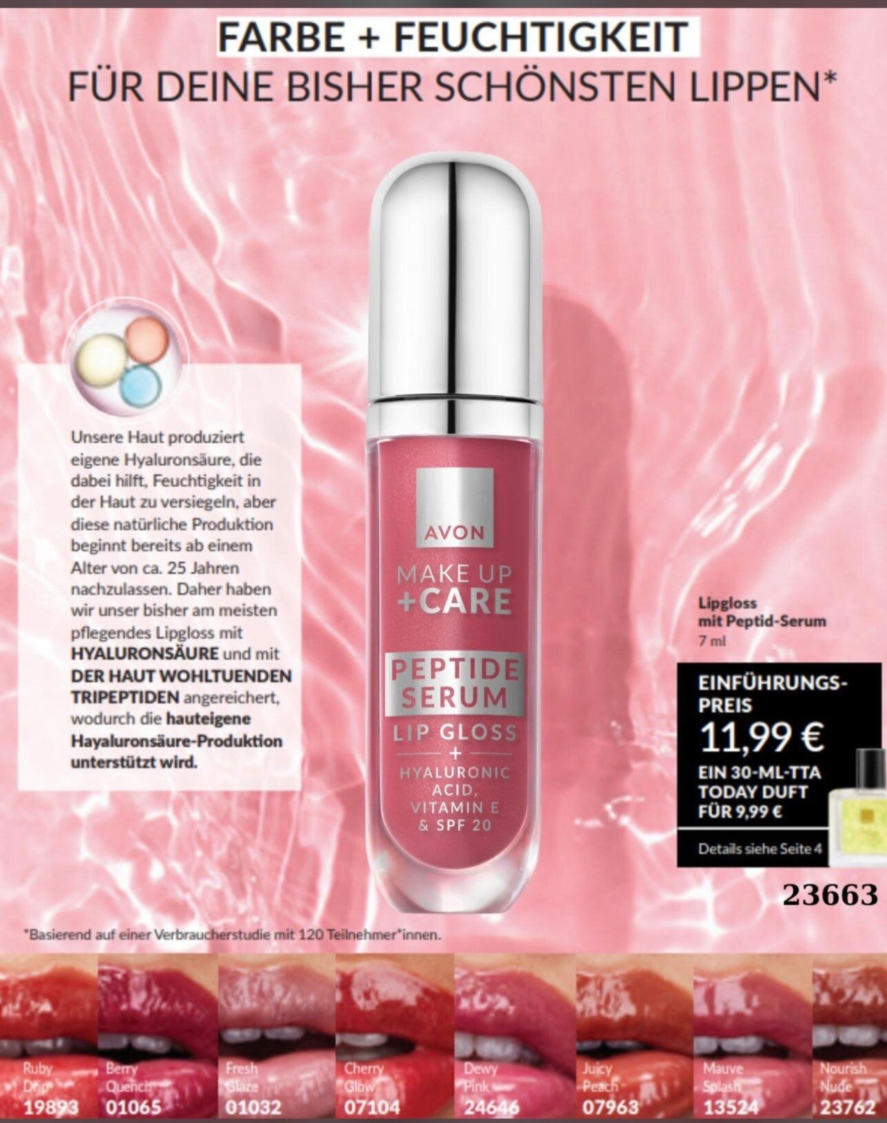 Avon Lipgloss Peptit Serum 8 farbe zum Auswal