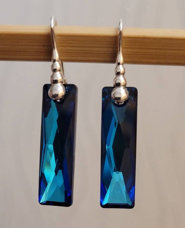 Boucles d'oreilles en Argent baguettes en cristal de Swarovski
