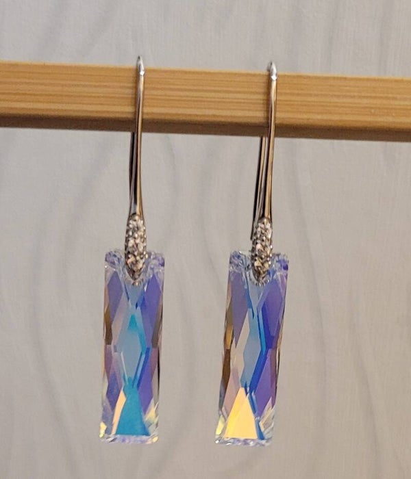 Boucles d'oreilles en Argent baguettes en cristal de Swarovski