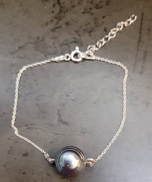 Bracelet en argent et veritable perle naturelle