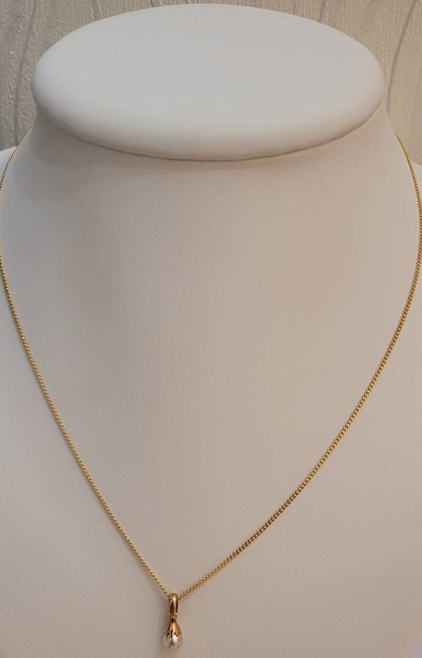 Collier plaqué or pendentif véritable perle naturelle