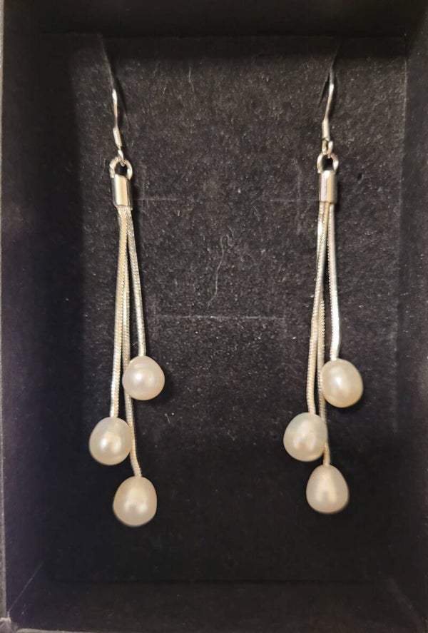 Boucles d'oreilles en Argent et véritables perles naturelles