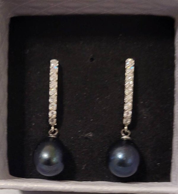 Boucles d'oreilles pendantes en Argent et véritables perles naturelles