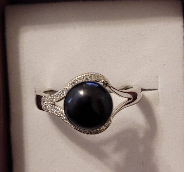 Bague en argent réglable véritable perle naturelle