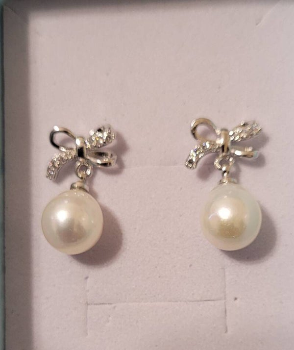 Boucles d'oreilles pendantes en Argent et véritables perles naturelles