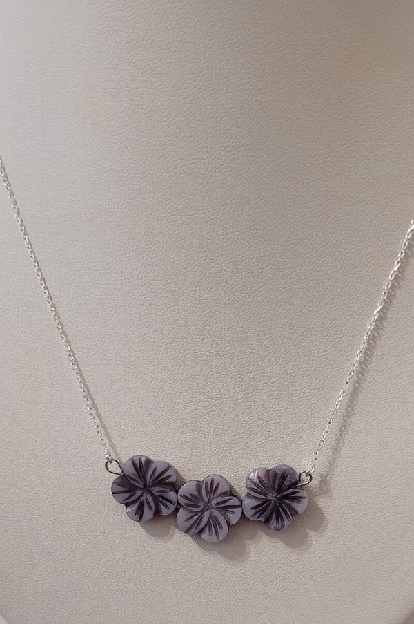 Collier réglable en argent véritable nacre