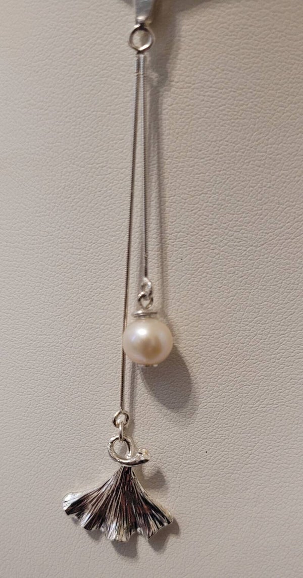 Collier en argent pendentif véritable perle naturelle