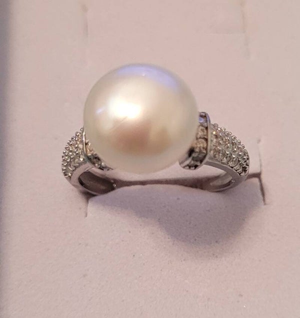Bague en argent ajustable véritable perle de culture