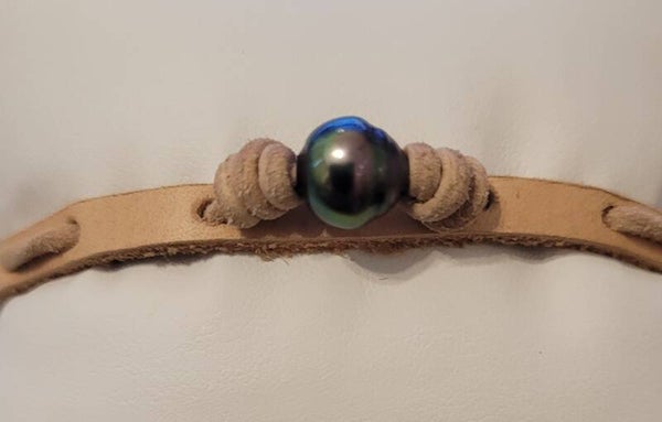 Bracelet cuir perle de tahiti