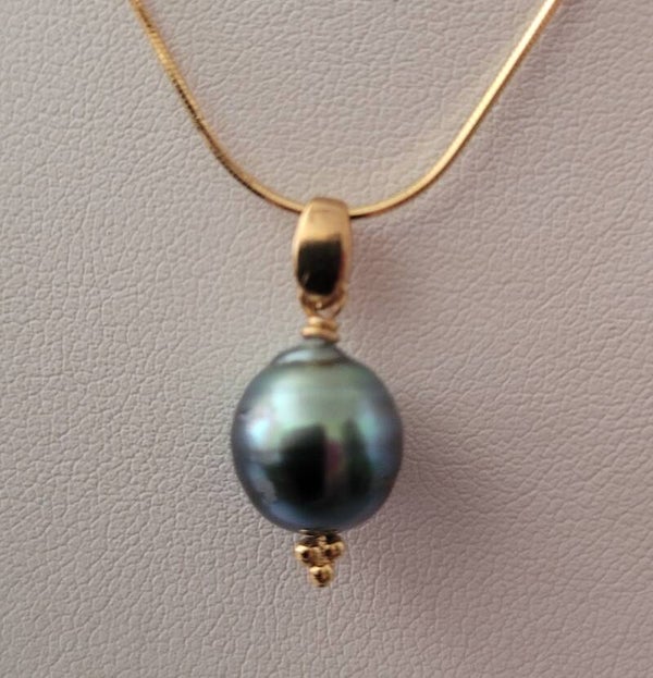 Collier plaqué or véritable perle de tahiti