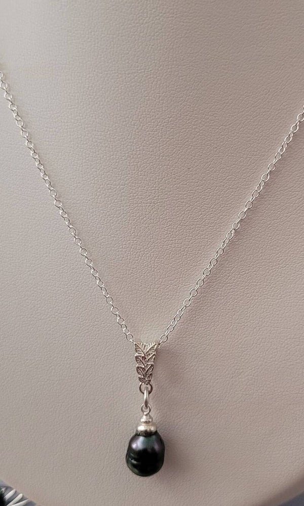 Collier en argent véritable perle de tahiti