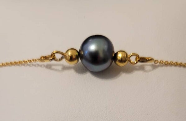 Bracelet en plaqué or véritable perle de tahiti