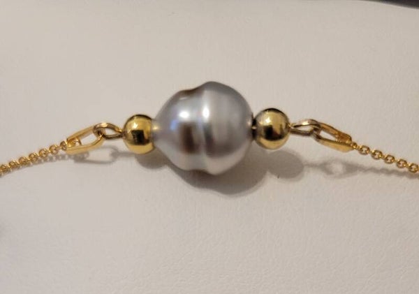 Bracelet en plaqué or véritable perle de tahiti