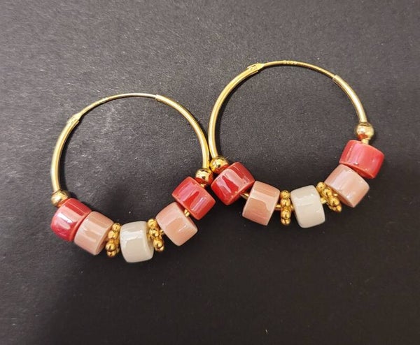 Créoles en plaqué or et céramique