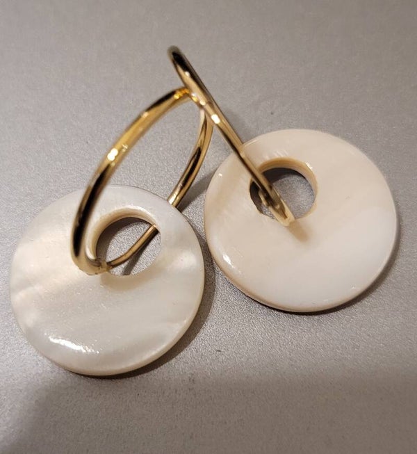 Créoles 21mm en plaqué or nacre