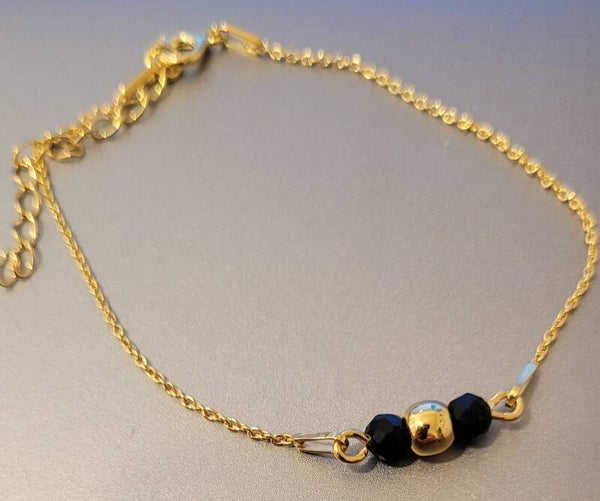 Bracelet 20cm en plaqué or ajustable véritable saphir