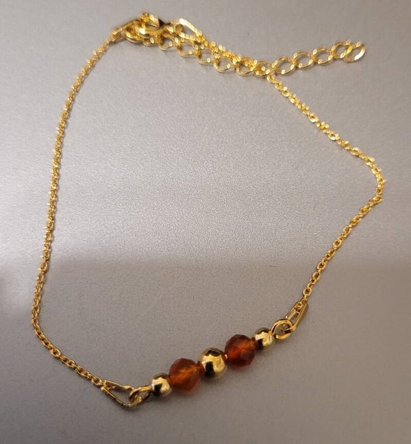 Bracelet en argent 925 doré or fin 24k cornaline véritable