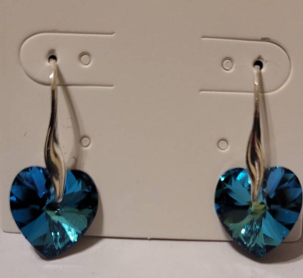 Boucles d'oreilles pendantes en Argent coeurs crystal swarovski