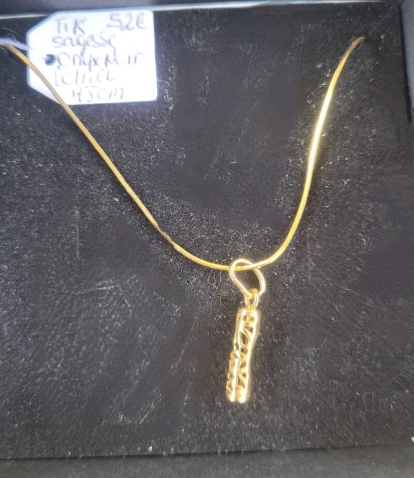 Collier 45cm en argent 925 doré pendentif tiki