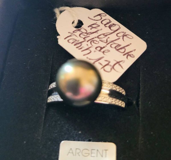 Bague ajustable en argent 925 perle de tahiti