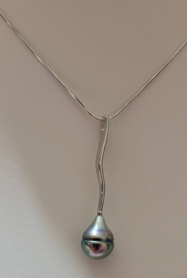 Collier 45cm en argent pendentif perle de tahiti