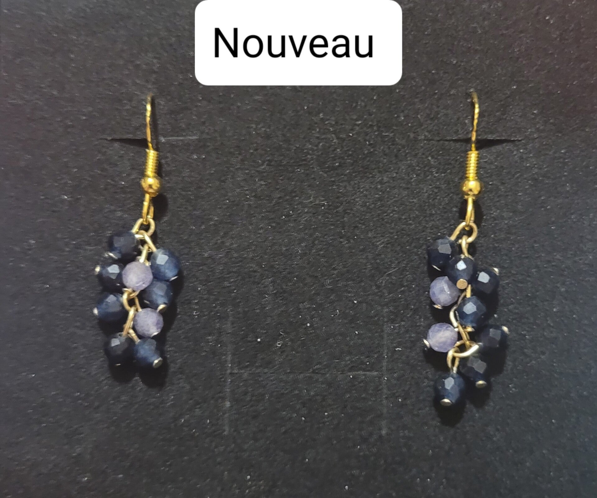 Boucles d'oreilles pendantes en Argent perles saphir et tanzanite