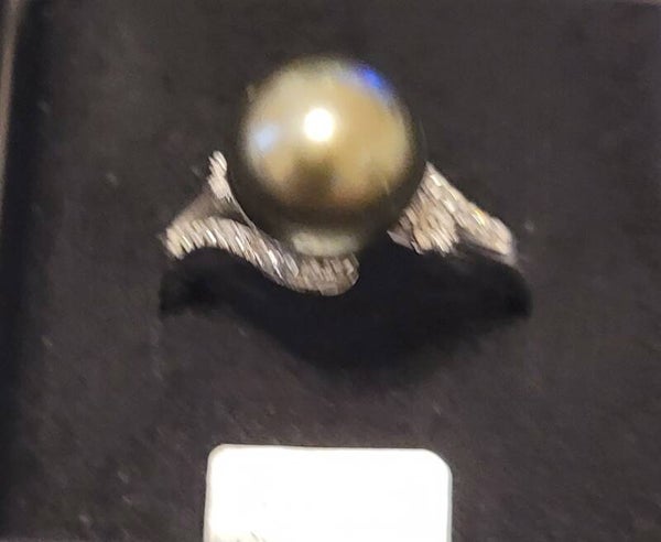 Bague ajustable en argent perle de tahiti