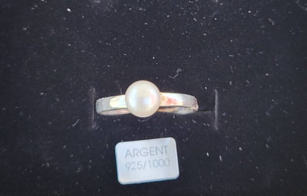 Bague en argent ajustable perle de culture d'eau douce