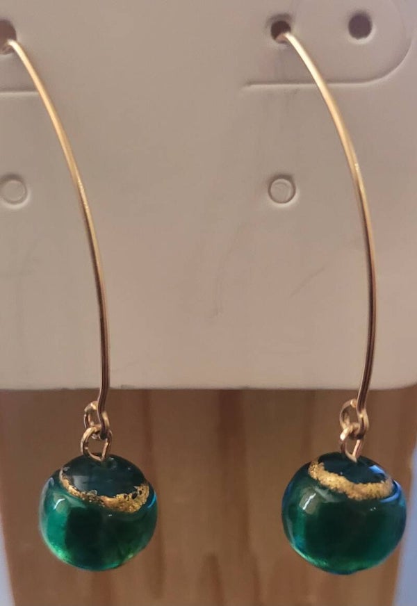 Boucles d'oreilles pendantes en gold filled verre de murano