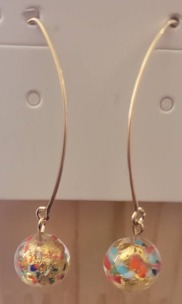 Boucles d'oreilles pendantes en gold filled verre de murano