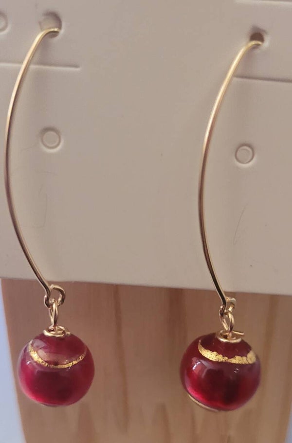 Boucles d'oreilles pendantes en gold filled verre de murano