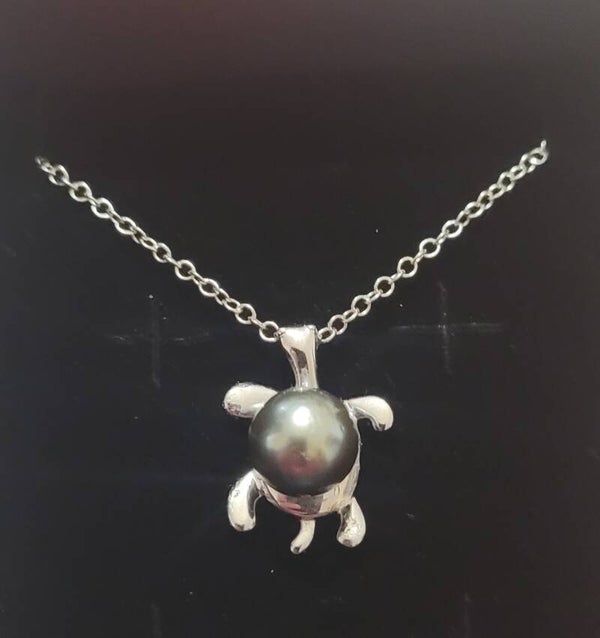 Collier 45cm en argent pendentif tortue
